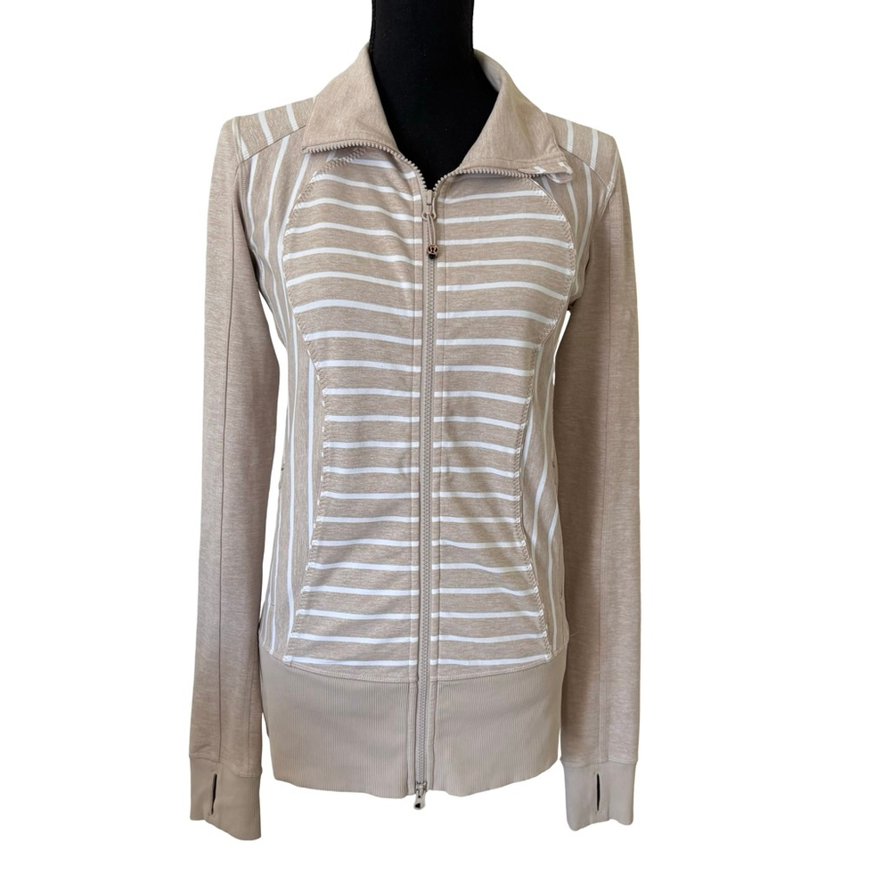 Lululemon Define Jacket Beige White Stripe 6